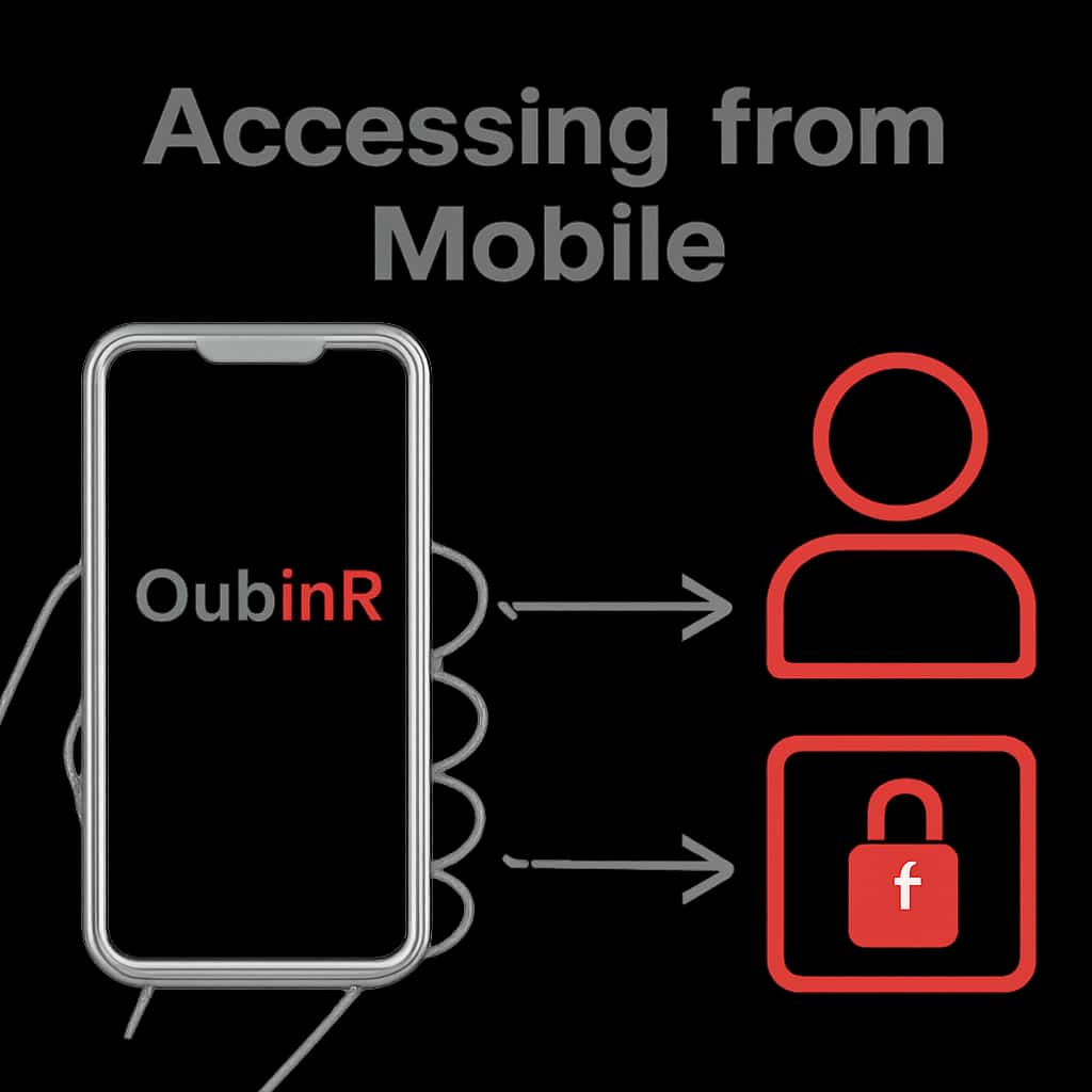 An educational diagram showing steps to access ClubINR from mobile.