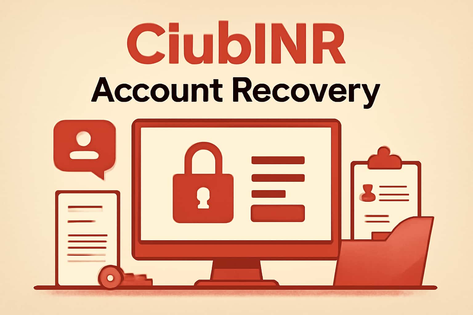 Visualization of ClubINR Account Recovery process with a focus on user support.