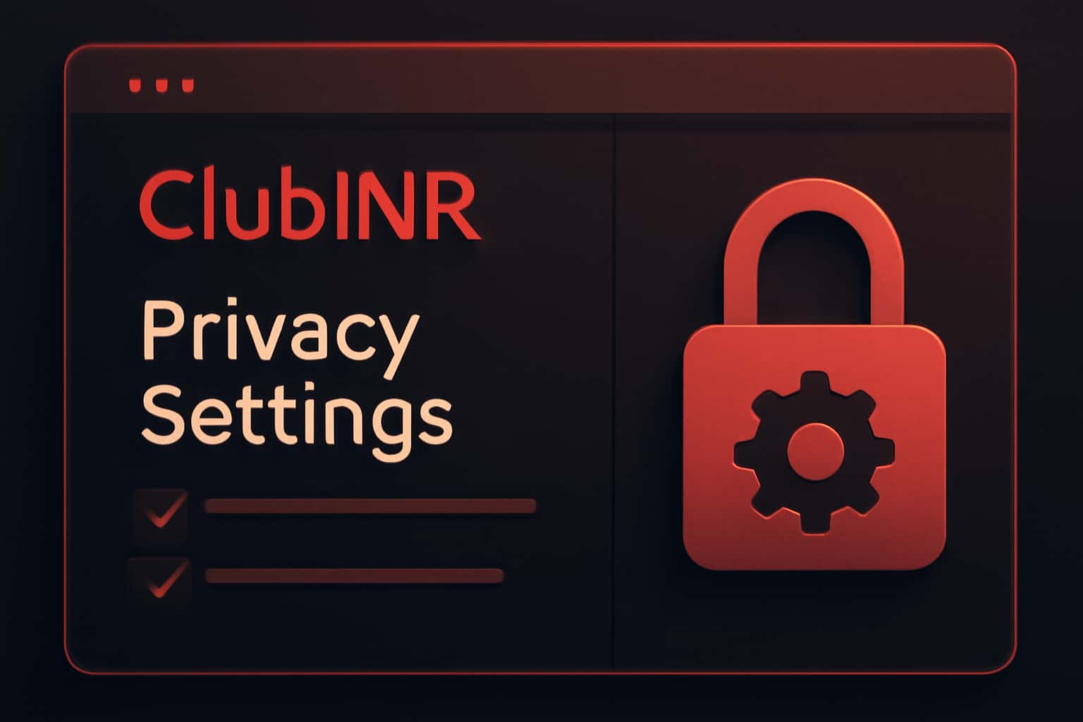 A futuristic representation of privacy settings with the text 'ClubINR' and '#c4181a' color scheme.
