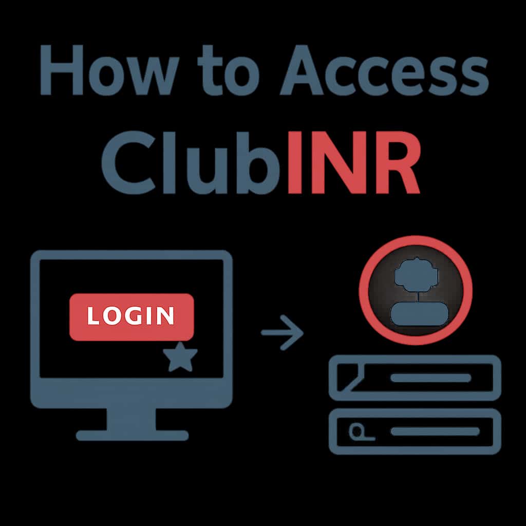 An educational illustration detailing the steps to access ClubINR.