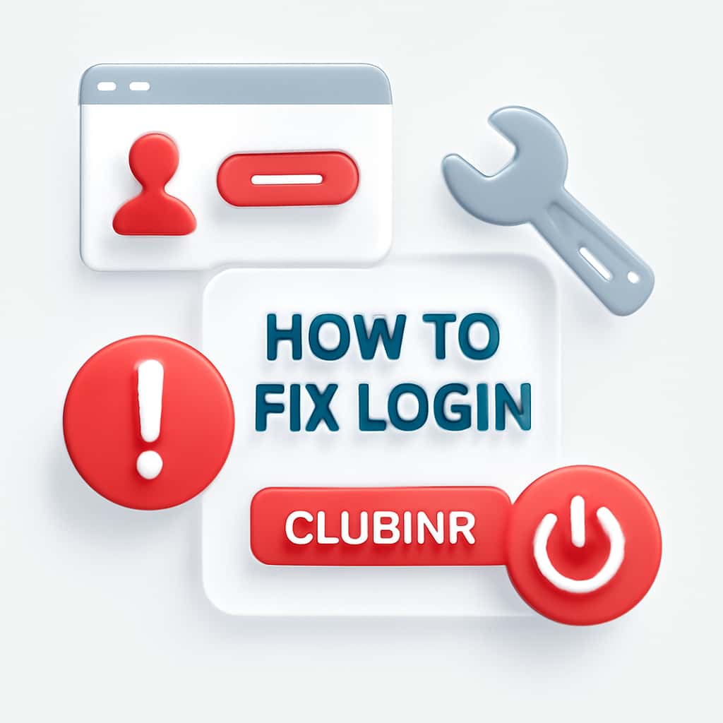 Diagram illustrating troubleshooting steps for ClubINR login problems.