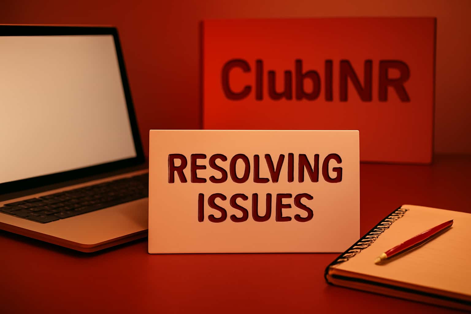 A high-tech representation of resolving issues related to ClubINR, featuring prominent text.