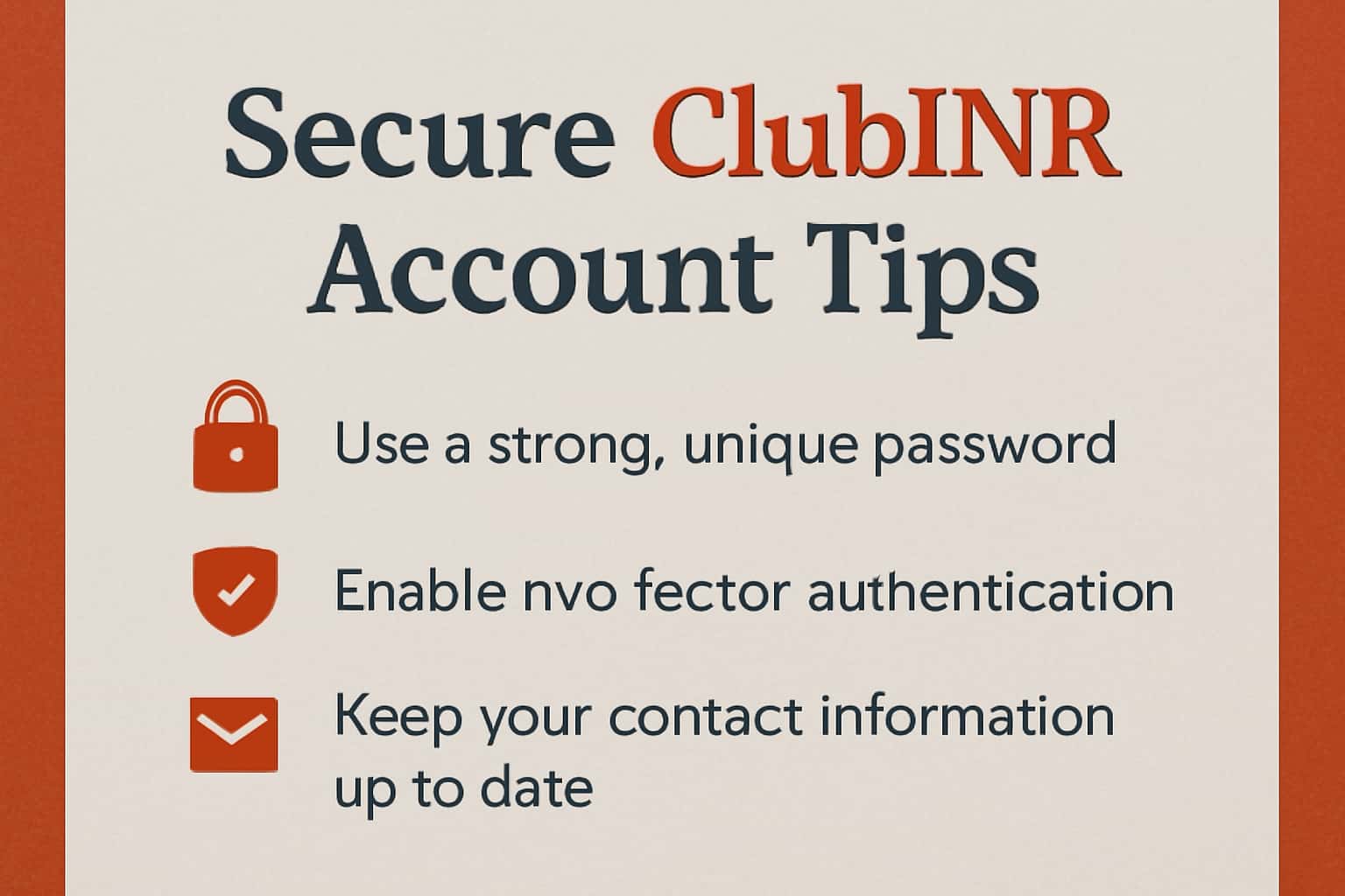 An informative visual about securing ClubINR accounts.