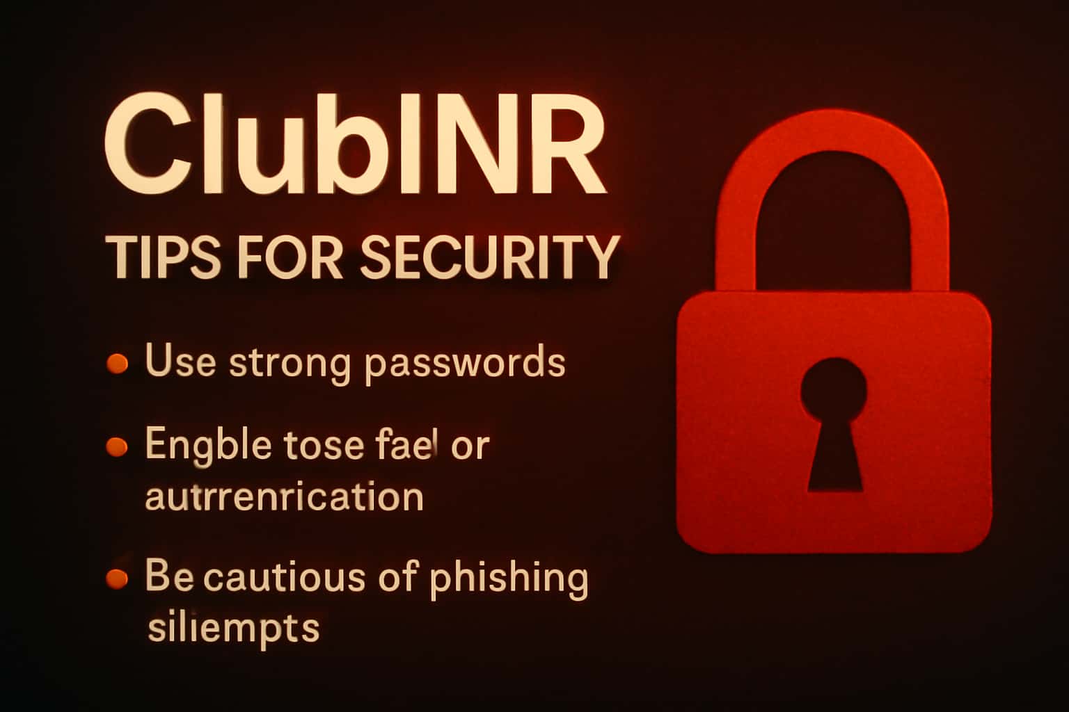 Informational graphic representing tips for securing a ClubINR account.